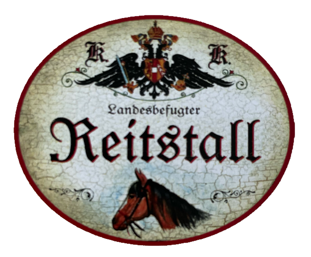 KuK Nostalgie Holzschild Landesbefugter Reitstall Reiten Pferd Schild