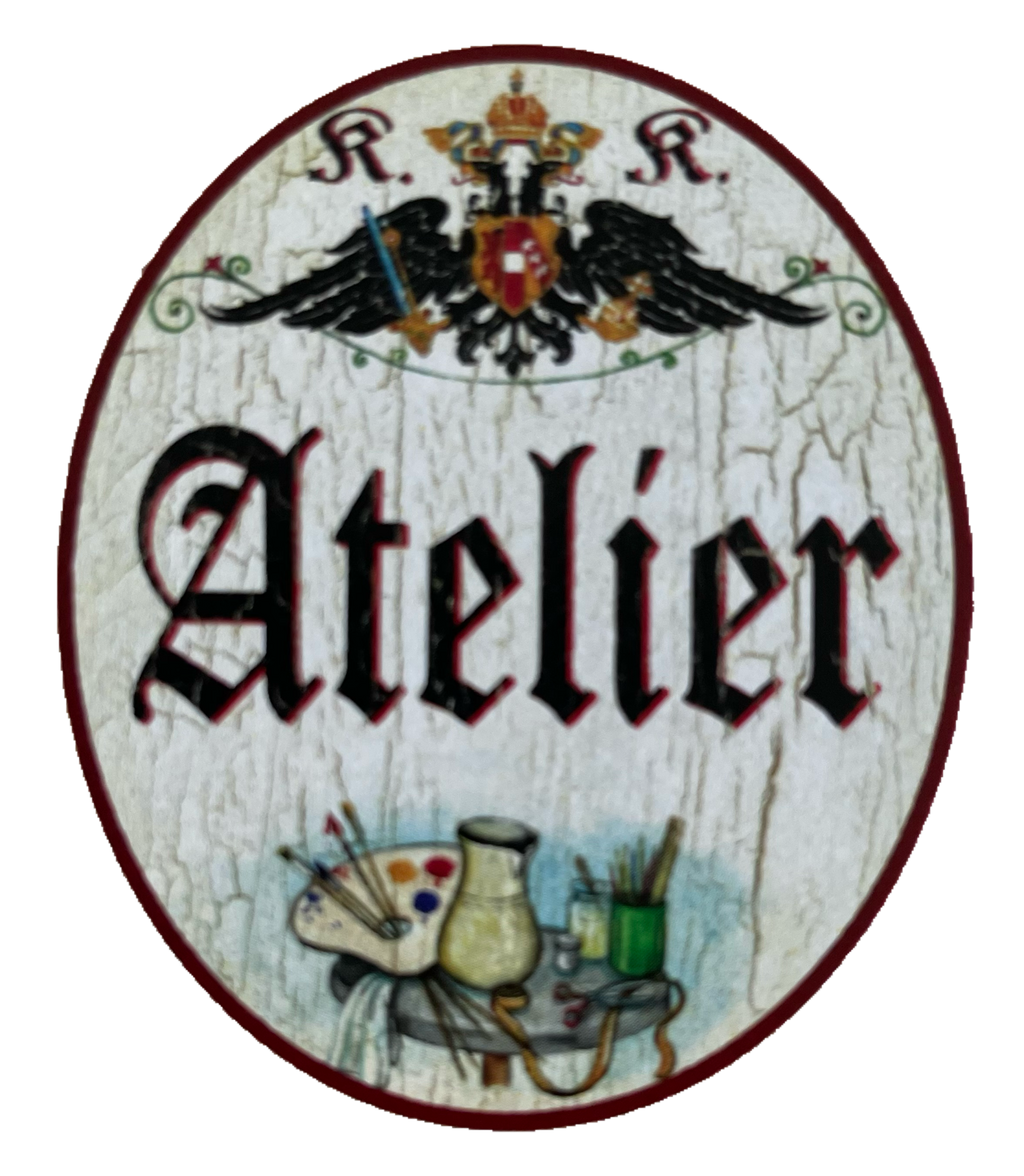 KuK Nostalgie Holzschild Atelier Werkstatt Künstler Maler Fotograf Schild