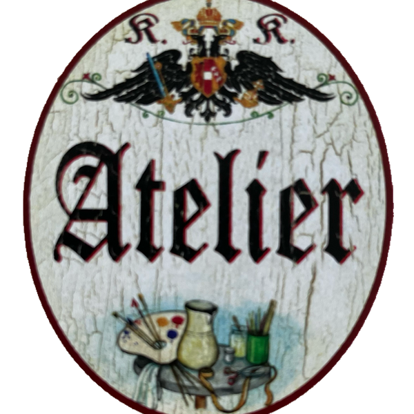 KuK Nostalgie Holzschild Atelier Werkstatt Künstler Maler Fotograf Schild