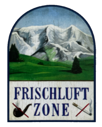 Nostalgie Holzschild Frischluft Zone Rauchen Verboten Pfeife Zigarette Schild