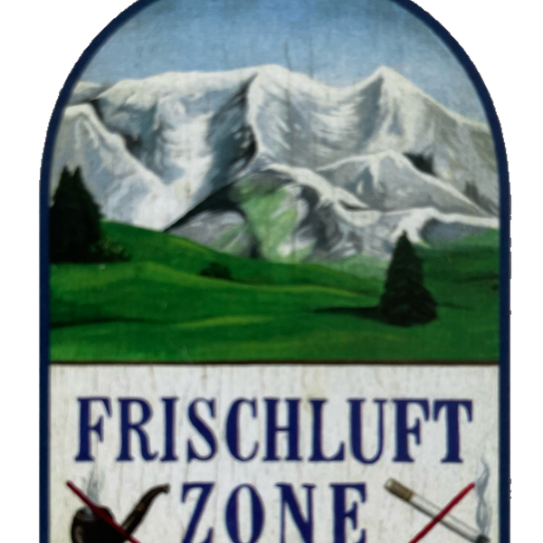 Nostalgie Holzschild Frischluft Zone Rauchen Verboten Pfeife Zigarette Schild