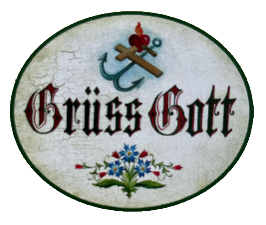Nostalgie Holzschild Grüss Gott Begrüßung Hallo Willkommen Schild