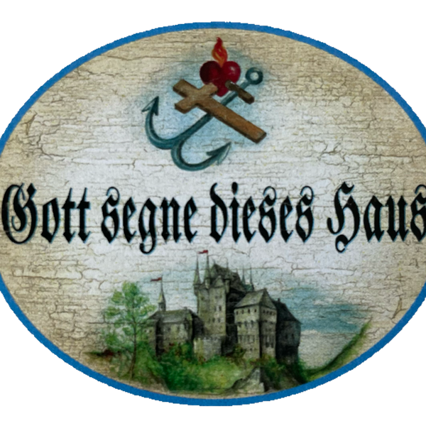 Nostalgie Holzschild Gott Segne Dieses Haus Wohnung Burg Schloss Villa Schild