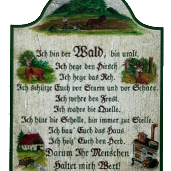 Nostalgie Holzschild Ich Bin Der Wald Bin Uralt Hirsch Reh Gedicht Schild