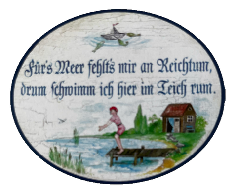 Nostalgie Holzschild Für's Meer Fehlt's Mir An Reichtum Schwimm Im Teich Schild