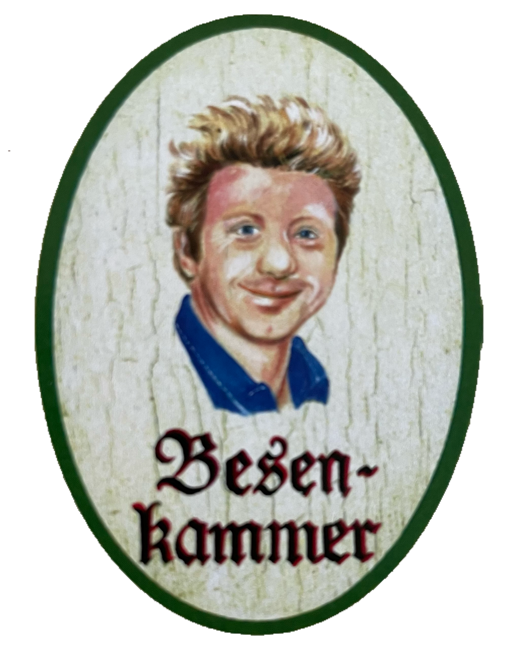 Nostalgie Holzschild Besenkammer Boris Becker Porträt Schild