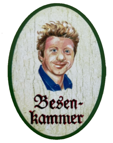 Nostalgie Holzschild Besenkammer Boris Becker Porträt Schild