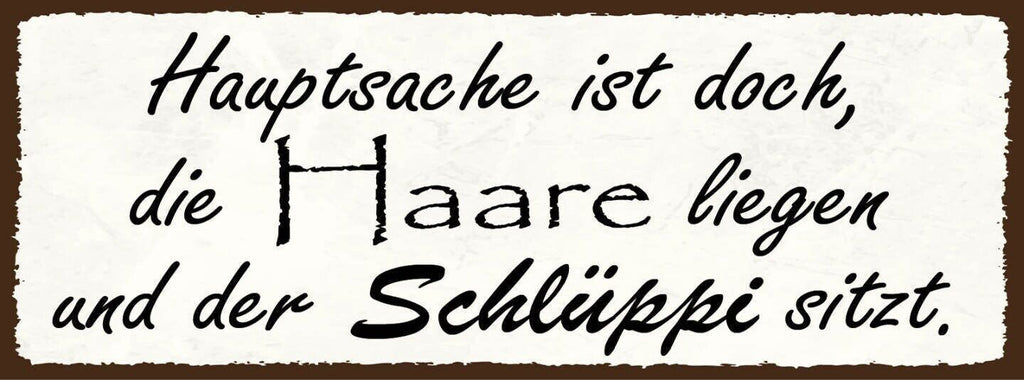 Schild hauptsache ist doch die haare liegen & der schlüppi sitzt schlüpfer 27x10