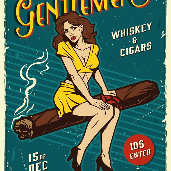 Nostalgie Schild Party for Gentlemen Zigarre 12x18 / 20x30 / 30x40 Blech od.Holz