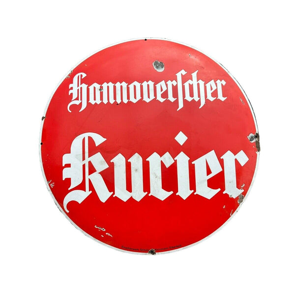 Emailschild Original  Vorkrieg Hannoverscher Zeitung Hannover Reklameschild Rund