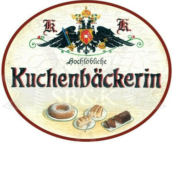 Kuk nostalgie holzschild "kuchenbäckerin bisquit"