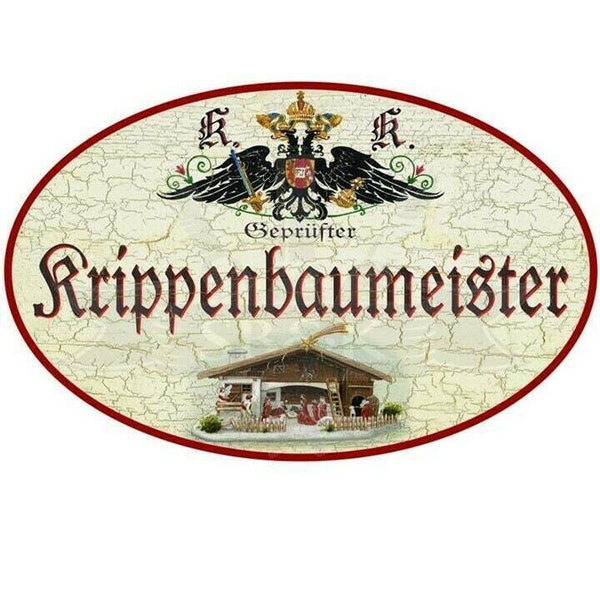 Kuk nostalgie holzschild "krippenbaumeister"