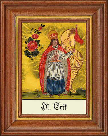 Hinterglasbild - Heiliger Erik - Patronatsbild Taufe Namenspatron 12,7x16