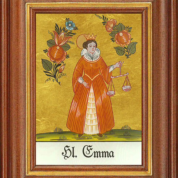 Hinterglasbild - Heilige Emma - Patronatsbild Taufe Namenspatron 12,7x16