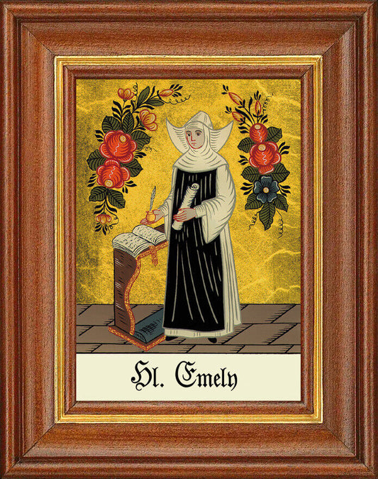 Hinterglasbild - Heilige Emely - Patronatsbild Taufe Namenspatron 12,7x16