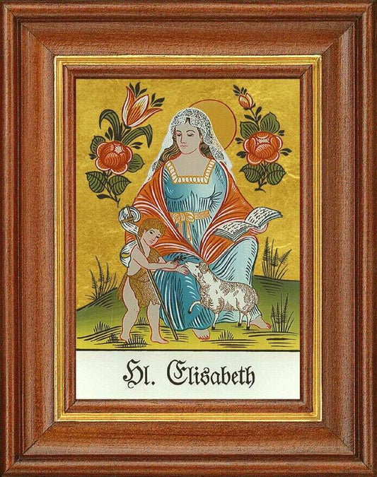 Hinterglasbild - hl. elisabeth mutter - patronatsbild taufe namenspatron 12,7x16