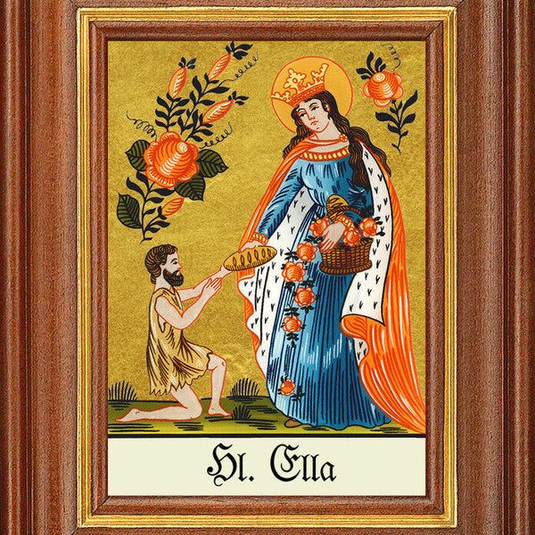 Hinterglasbild - Heilige Ella - Patronatsbild Taufe Namenspatron 12,7x16