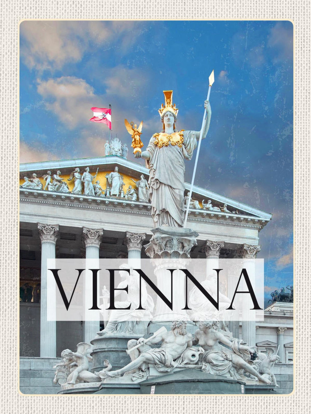 Schild Vienna Austria Wien Ö Pallas-Athene-Brunnen 12x18 20x30 30x40 Blech/Holz