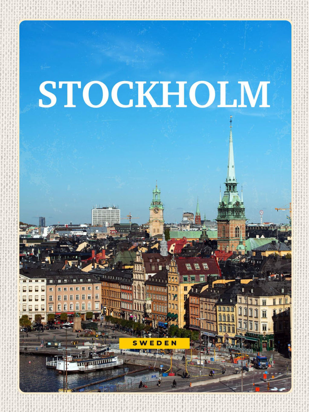 Schild Stockholm Sweden Schweden Stadt Ansicht 12x18 20x30 30x40 Blech od. Holz