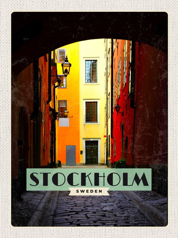 Schild Stockholm Sweden Schweden Stadt Gasse 12x18 20x30 30x40 Blech od. Holz