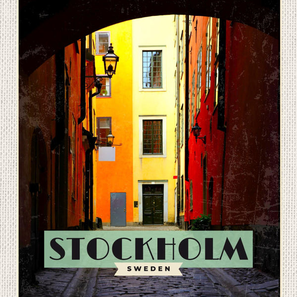 Schild Stockholm Sweden Schweden Stadt Gasse 12x18 20x30 30x40 Blech od. Holz