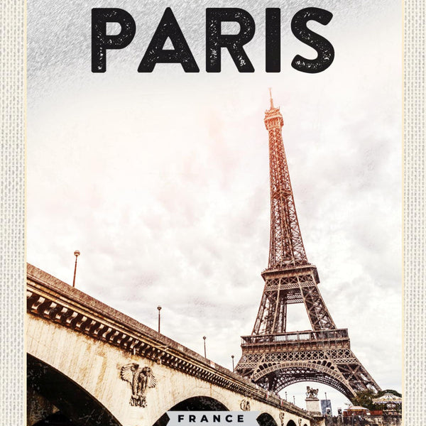 Schild Paris France Frankreich Eiffelturm Stadt 12x18 20x30 30x40 Blech od. Holz