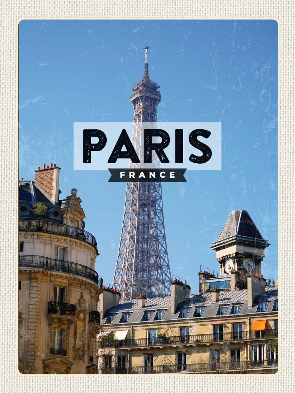 Schild Paris France Frankreich Eiffelturm Stadt 12x18 20x30 30x40 Blech od. Holz