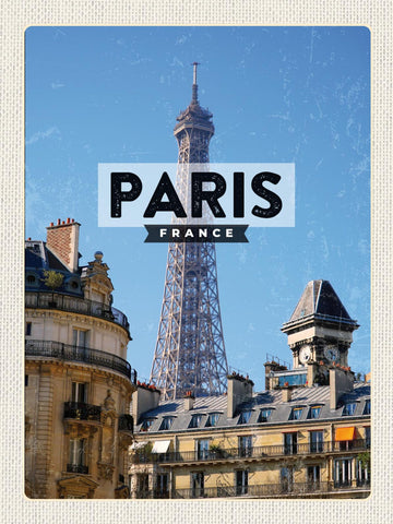 Schild Paris France Frankreich Eiffelturm Stadt 12x18 20x30 30x40 Blech od. Holz
