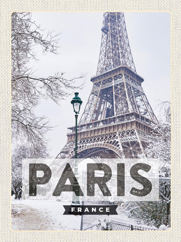 Schild Paris France Frankreich Eiffelturm Stadt 12x18 20x30 30x40 Blech od. Holz