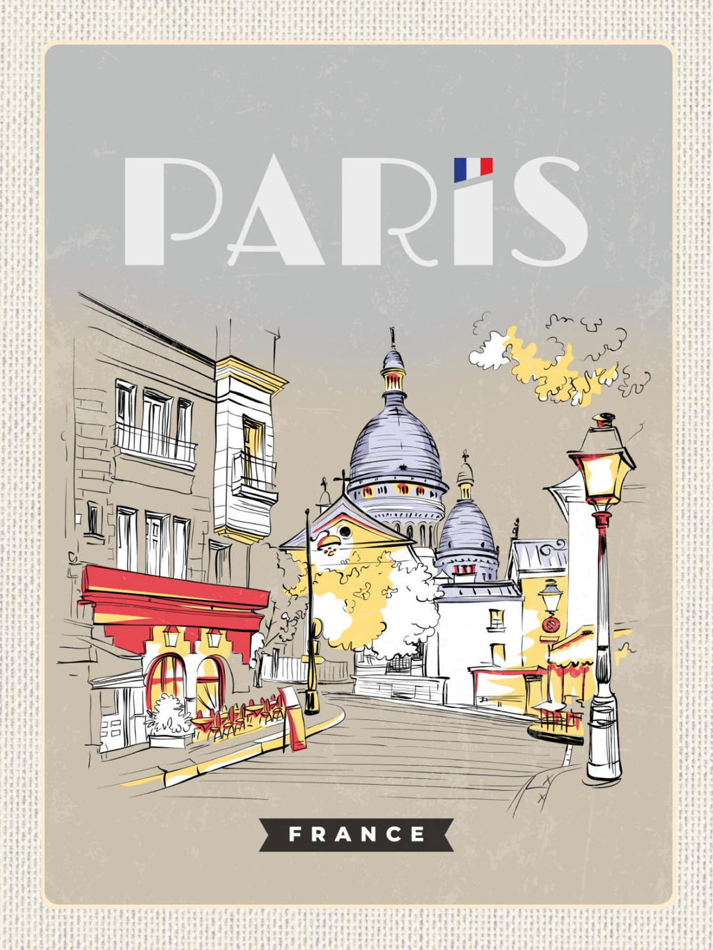 Schild Paris France Frankreich Illustration 12x18 20x30 30x40 Blech od. Holz