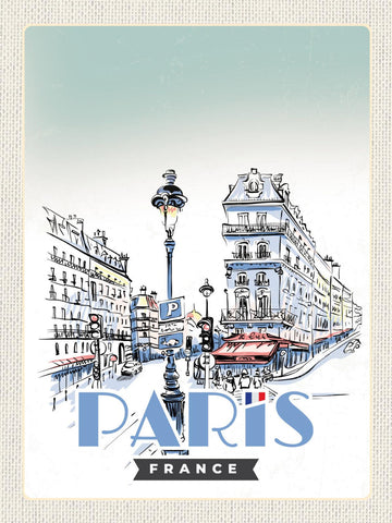 Schild Paris France Frankreich Illustration 12x18 20x30 30x40 Blech od. Holz