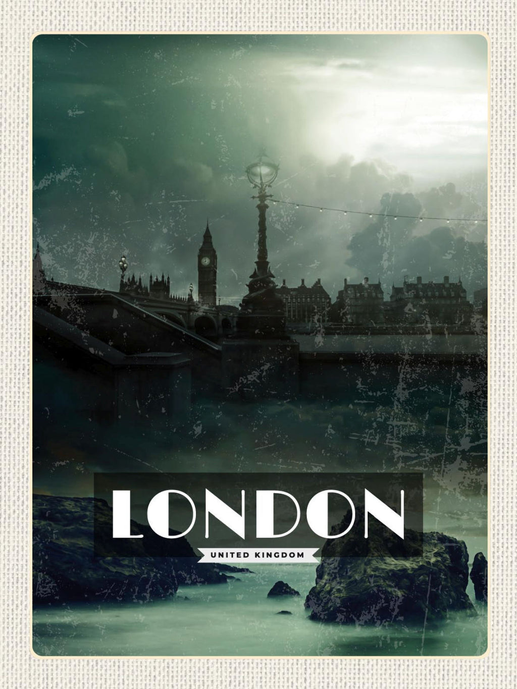 Schild London United Kingdom Stadt Nacht Themse GB 12x18 20x30 30x40 Blech/Holz