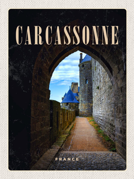 Schild Carcassonne France Frankreich Festung 12x18 20x30 30x40 Blech od. Holz