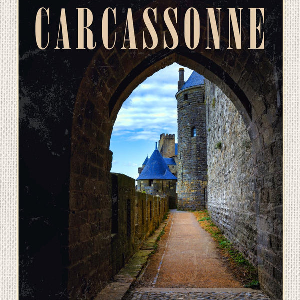 Schild Carcassonne France Frankreich Festung 12x18 20x30 30x40 Blech od. Holz