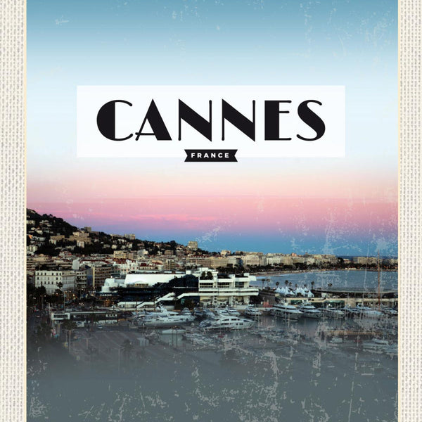 Schild Cannes France Frankreich Hafen Schiffe 12x18 20x30 30x40 Blech od. Holz