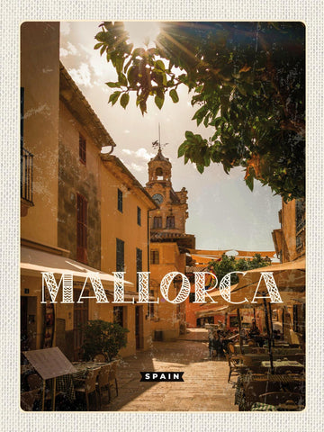 Schild Mallorca Spain Spanien Stadt Gasse 12x18 20x30 30x40 Blech od. Holz