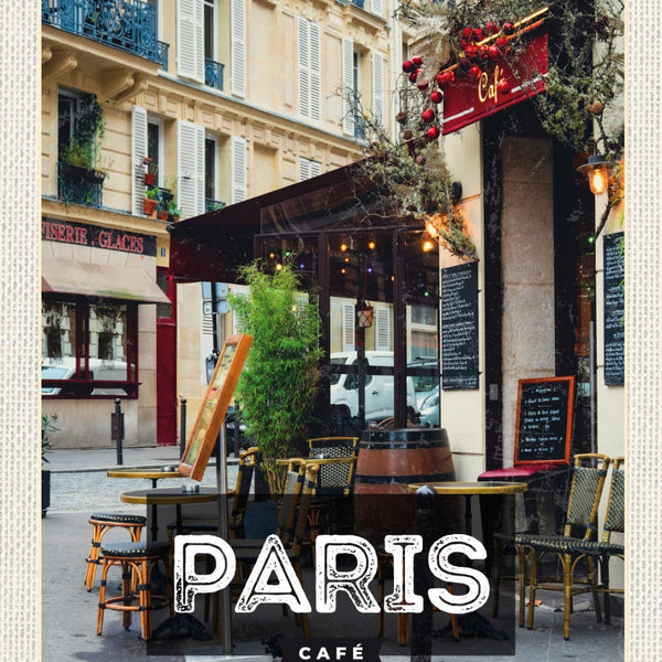 Schild Paris Café Frankreich Kaffeehaus Stadt 12x18 20x30 30x40 Blech od. Holz