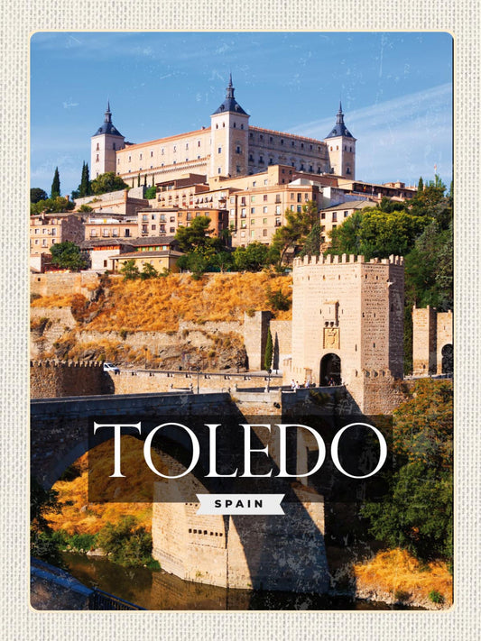 Schild Toledo Spain Spanien Alcázar Festung Stadt 12x18 20x30 30x40 Blech/Holz