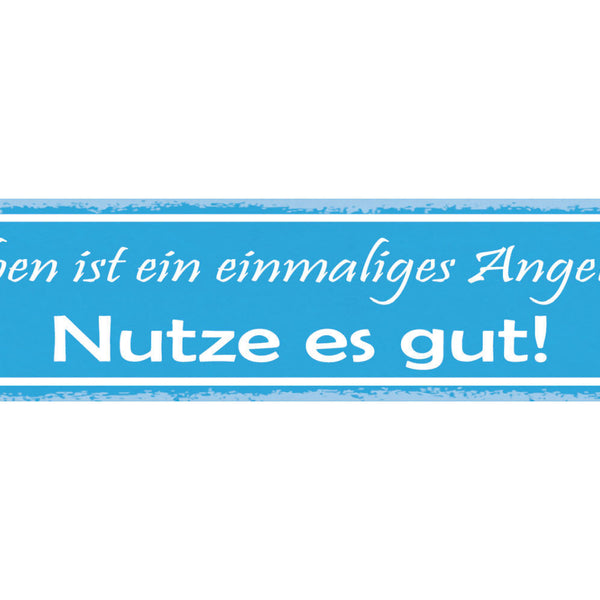 Schild Leben Ist Ein Einmaliges Angebot Nutze Es Gut 46 x 10 Blech od. Holz
