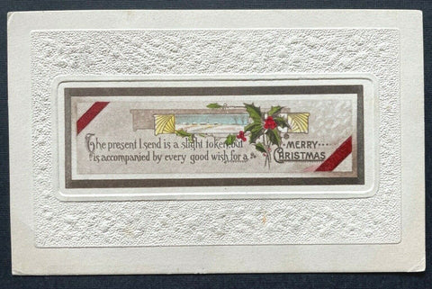 AK Merry Christmas Fröhliche Weihnachten Spruch Geschenk Mistel 402647 TH C