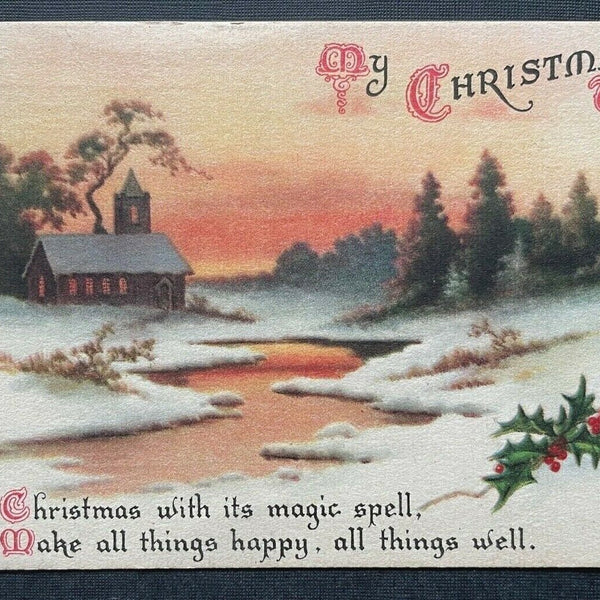 My Christmas Wish Weihnachten Spruch Winterlandschaft Schnee Haus 402642 TH