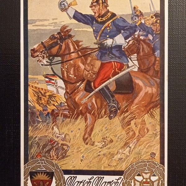 Feldher Auf Dem Pferd Marsch Marsch Hurra Ga