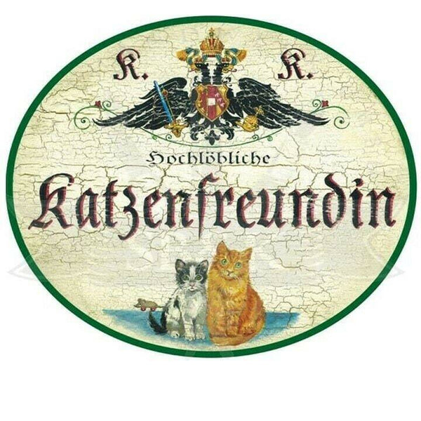 Kuk nostalgie holzschild "katzenfreundin"