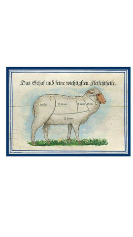 Kuk nostalgie holzschild "das schaf und seine fleischteile"
