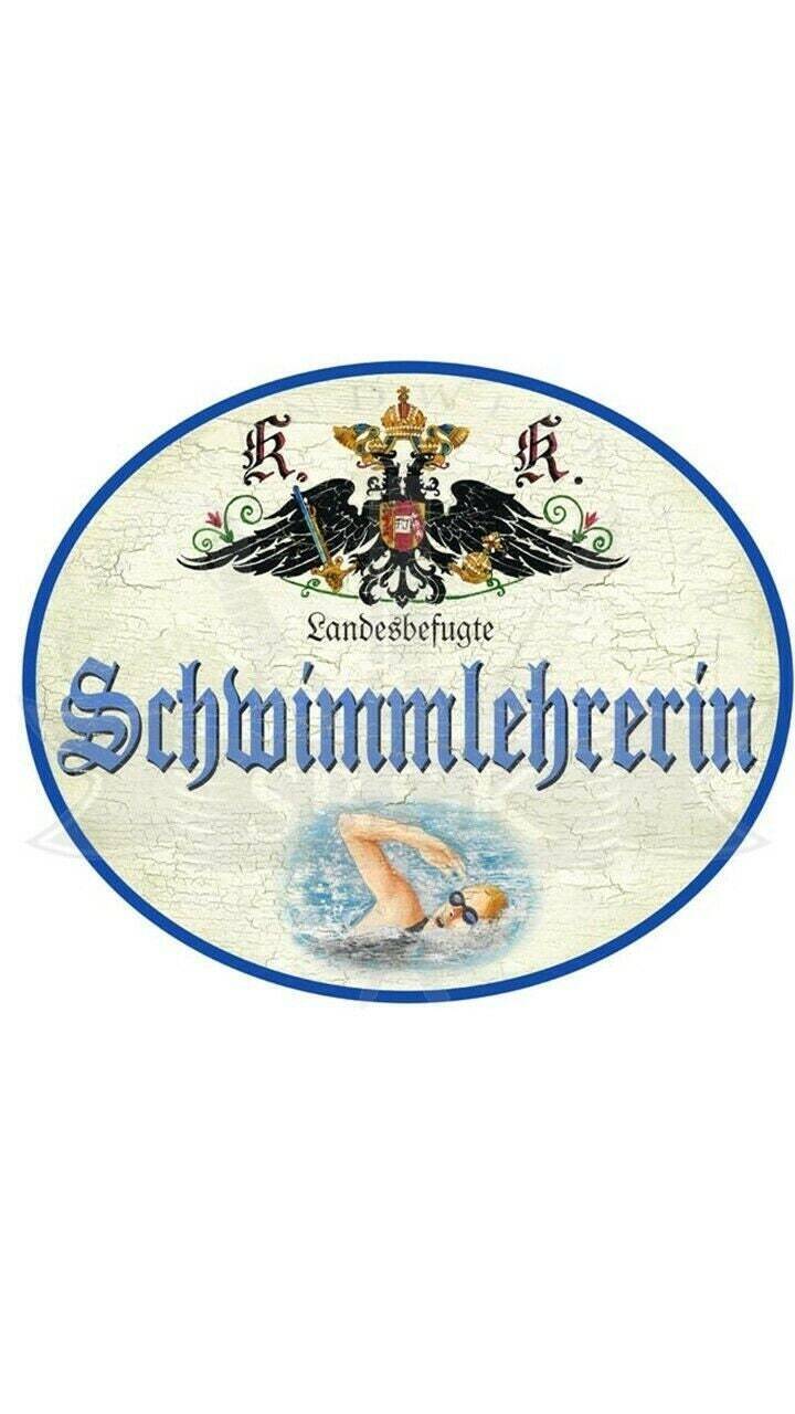 Kuk nostalgie holzschild "schwimmlehrerin"