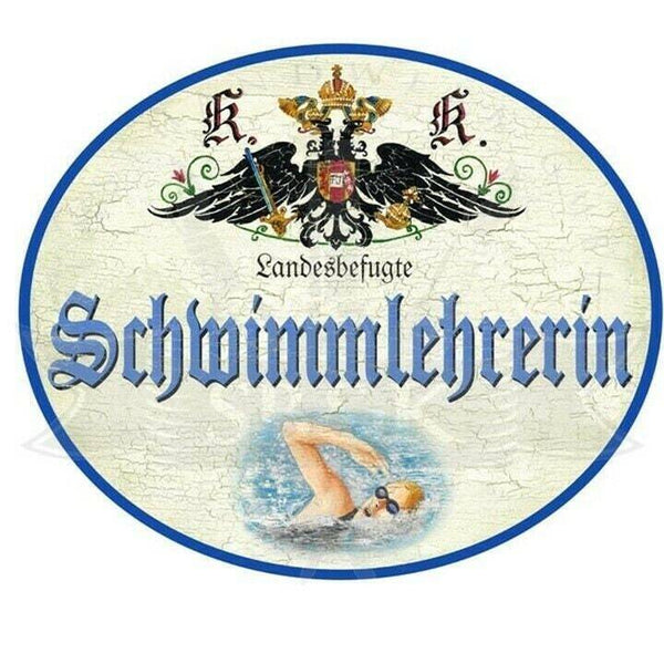Kuk nostalgie holzschild "schwimmlehrerin"