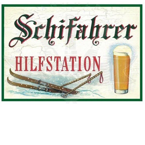KuK Nostalgie Holzschild "Schifahrer Hilfstation"