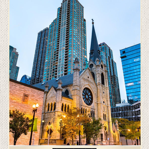 Schild Chicago USA Holy Name Cathedral Illinois 12x18 20x30 30x40 Blech/Holz