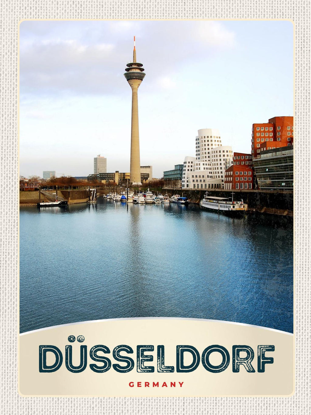 Schild Düsseldorf Germany Rheinturm Stadt Schiff D 12x18 20x30 30x40 Blech/Holz