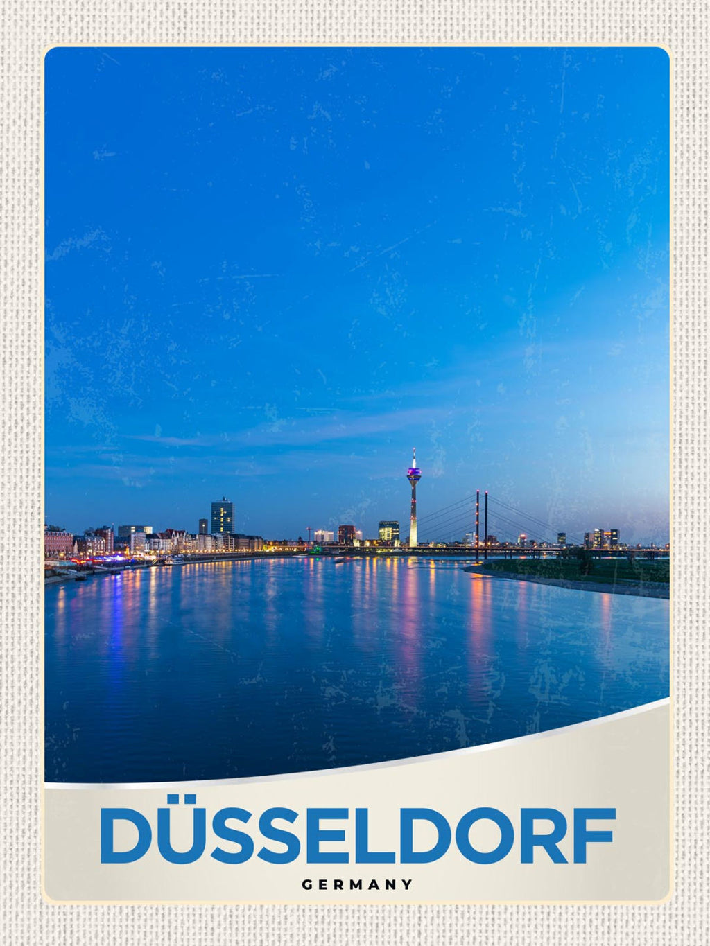 Schild Düsseldorf Germany Rheinturm Stadt Nacht D 12x18 20x30 30x40 Blech/Holz
